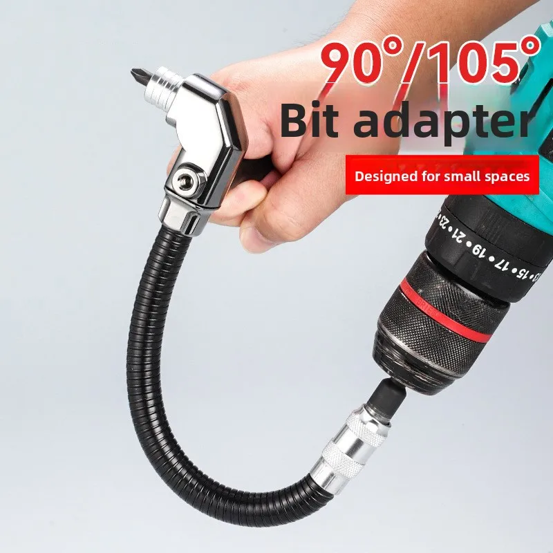 90° 105° Right‑Angle Screwdriver Corner Adapter, Universal Multi‑Purpose Strong Magnetic Drill Bit Extension Accessory