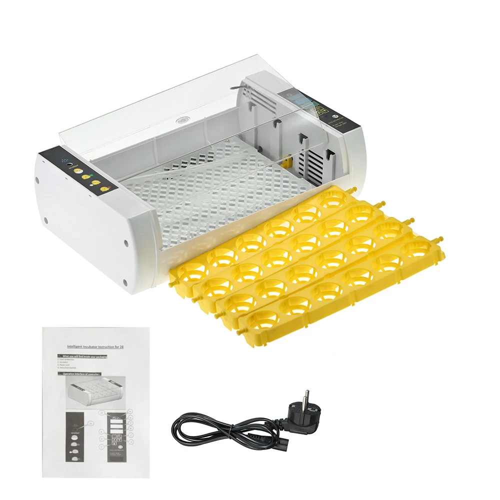 24-Eggs Intelligent Automatic Egg Incubator Temperature Control Hatcher for Hatching Chicken Duck Bird Quail Poultry AC220V Tool