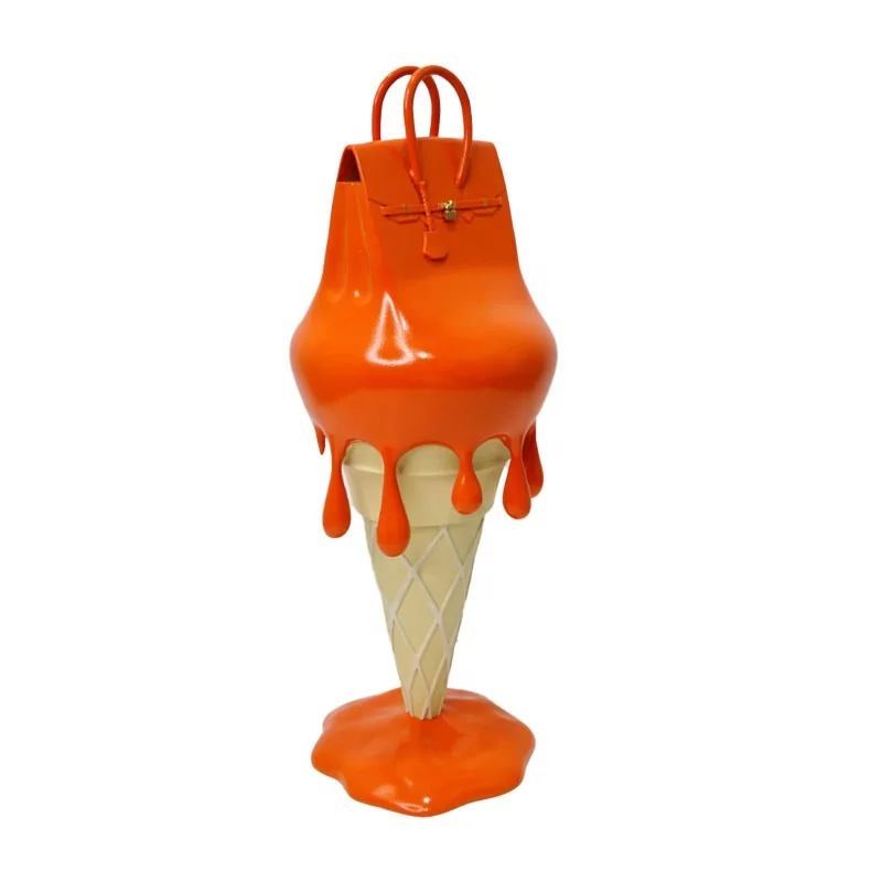 Creative Hot Sale Shiny Resin Ice-cream Handbag Sculpture For Home Office Shopping Mall Showcase Decoration