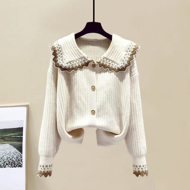 

2024 Spring and Autumn New Large Women's Fashion Aging and Slimming Knitted Sweater