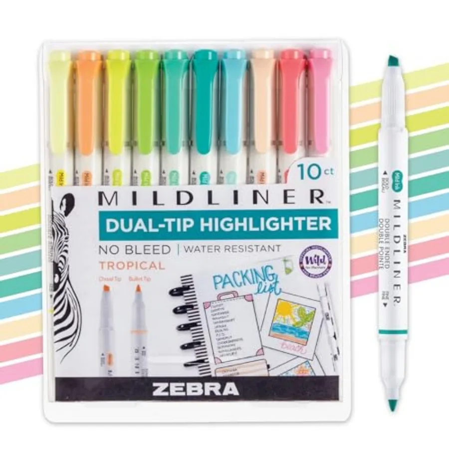 

Mildliner Dual-Tip Highlighter Set, Broad and Fine Point Tips, No Bleed, Ideal for Bible Highlighting, Journaling, School and O