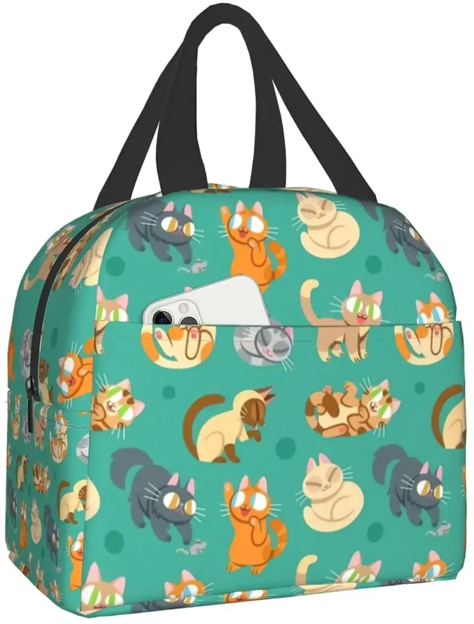 Cute Cat Lunch Bag for Women Men,boys Girls School Lunch Boxs Kids Snack Bags Bento Boxs Waterproof