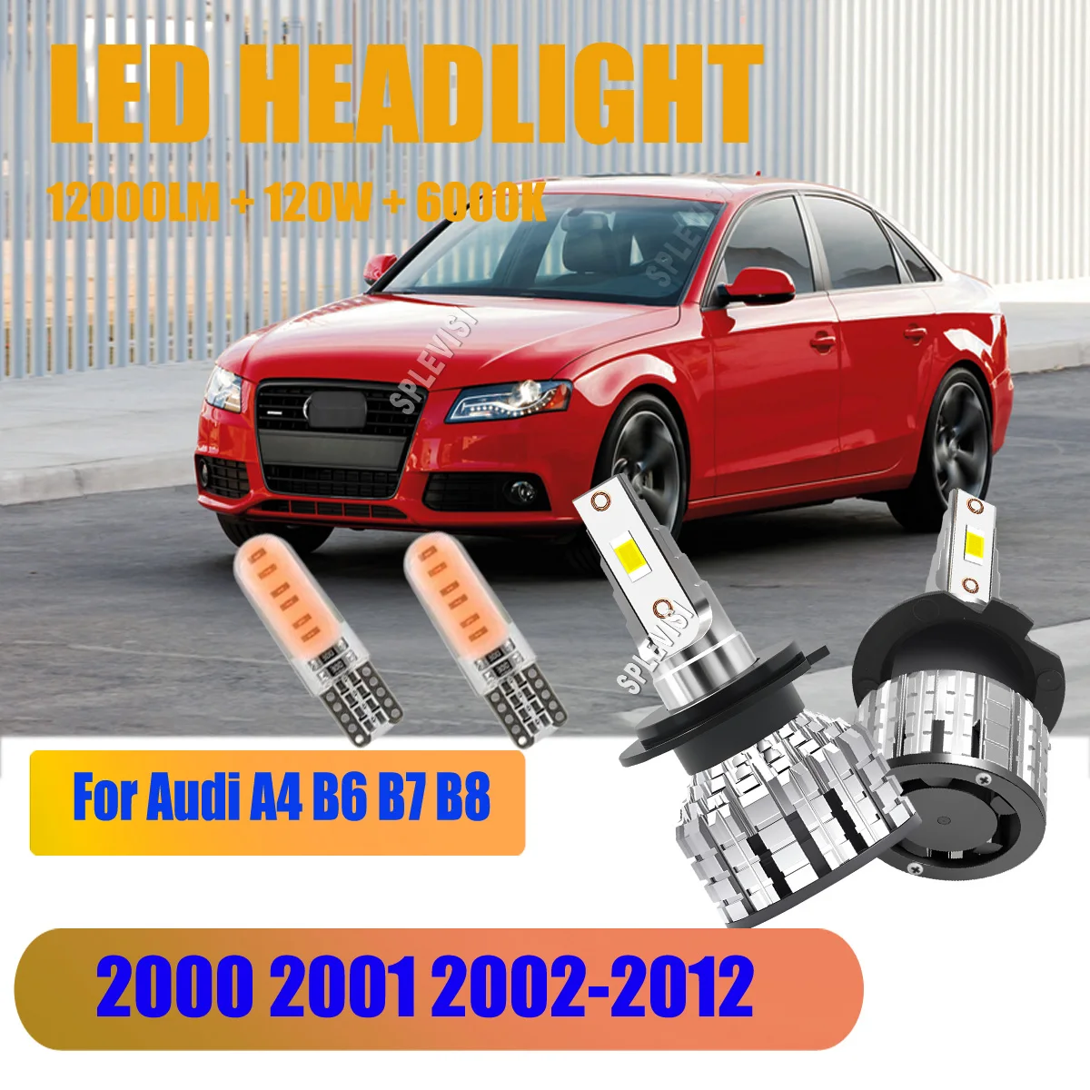

H7 LED Headlight Replace Hi/Low Kit Bulbs Beam 6000K White 12v car For Audi A4 B6 B7 B8 2000 2001 2002 2003 2004 2005 2006-2012