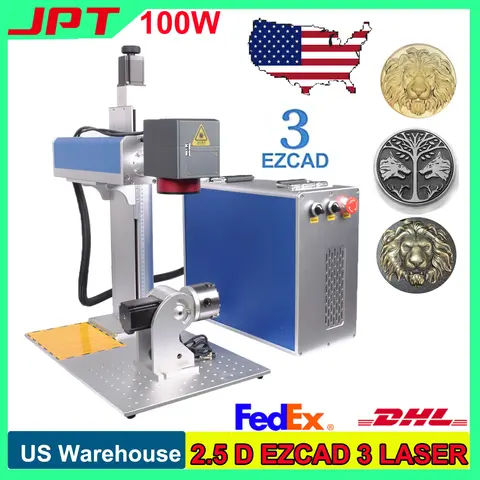 US Stock 100W 2.5D Ezcad3 JPT MOPA 100W Fiber Laser Engraver 60W MOPA Fiber Laser Marking Machine Relife Marker 110X110MM Lens