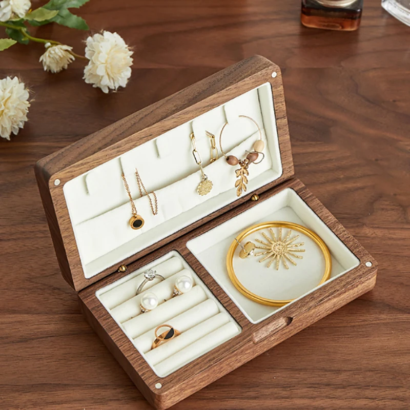 

Деревянная шкатулка для драгоценностей в скандинавском стиле в стиле ретро, упаковочная кольцо, ожерелье, браслет, органайзер для женщин и мужчин, коробка для демонстрации, подарочная шкатулка для драгоценностей из ореха