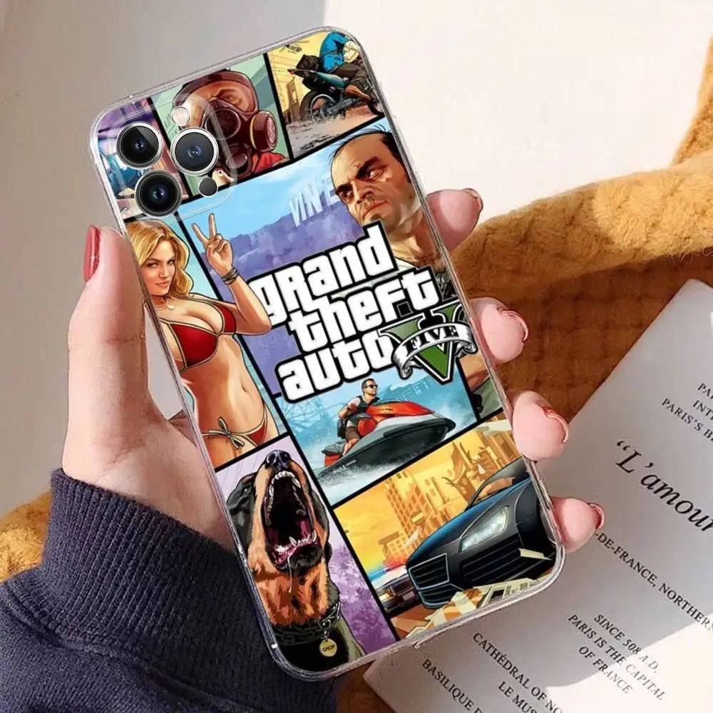 GTA 6 G-Grand Theft A-Auto جراب هاتف سيليكون لينة آيفون 17 16 15 14 13 12 11 برو ماكس بلس X غطاء