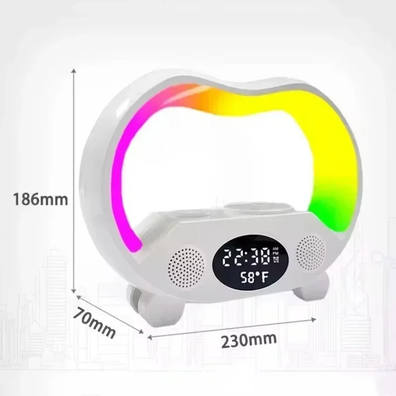 6 IN 1 Multifunction Wireless Charger Stand Speaker With RGB Night Light and Clock Fast Charging Station for Phone 16 15 14 13