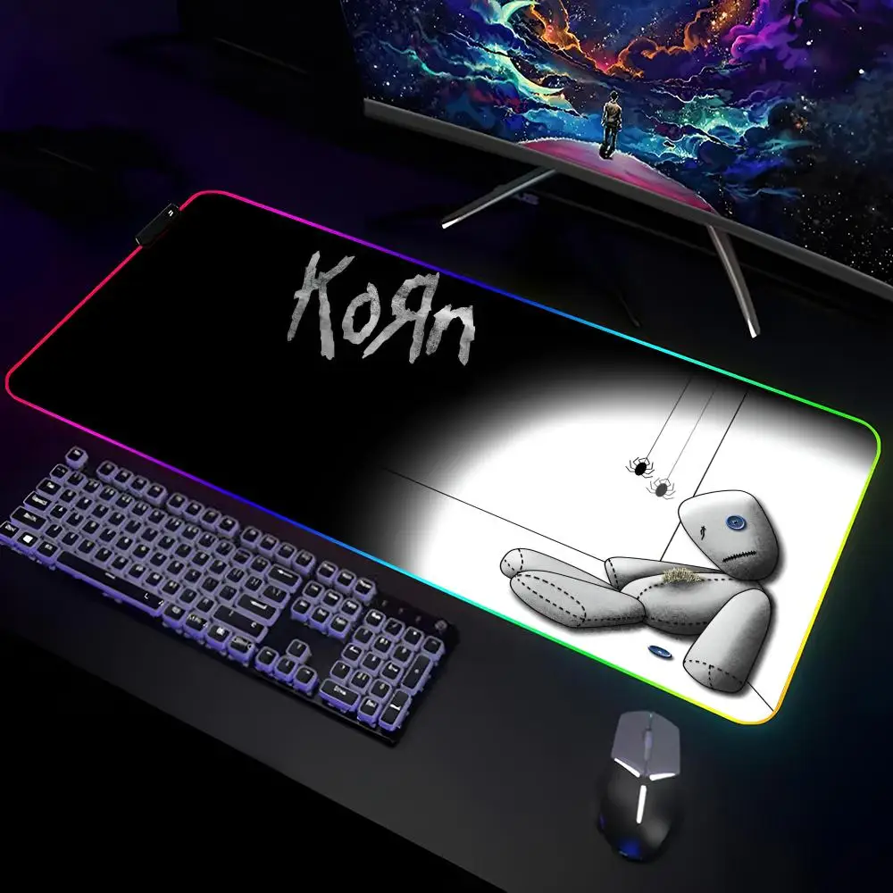 Korn Heavy Jonathan Davis Mouse Pad Gamer RGB Deskmat Keyboard Mat Gaming Laptops LED Mousepad Desk Protector Anime Mause Mats