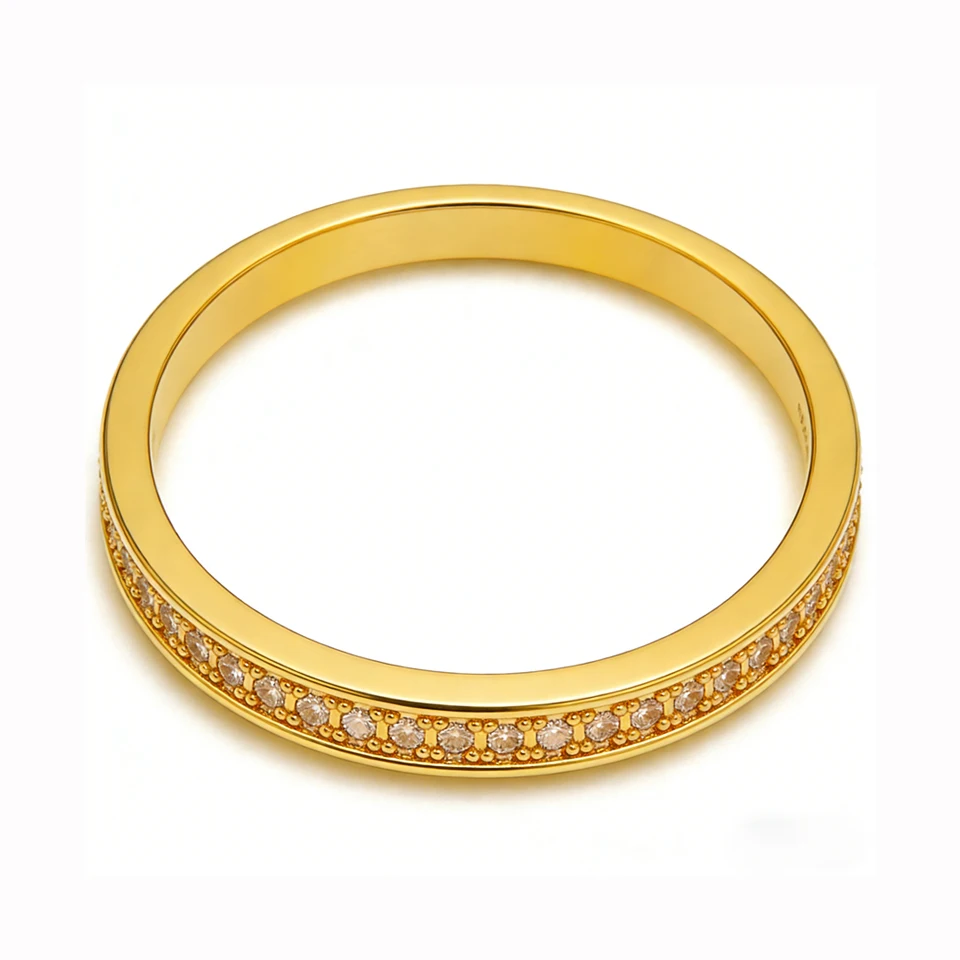 

VANAXIN Simple Rings for Women Wedding Brilliant 14K Gold Plated Cubic Zircon High Quality Female Jewelry