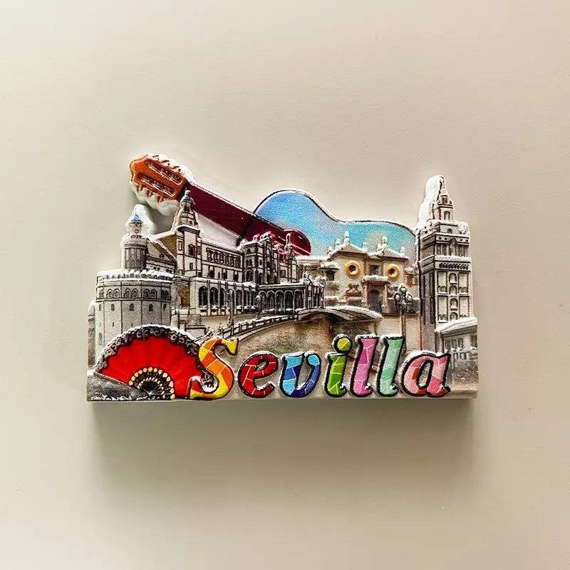 

Spanish Travel Souvenirs Seville Church Fridge Magnets Guitar Architecture 3D Home Decoration Gifts