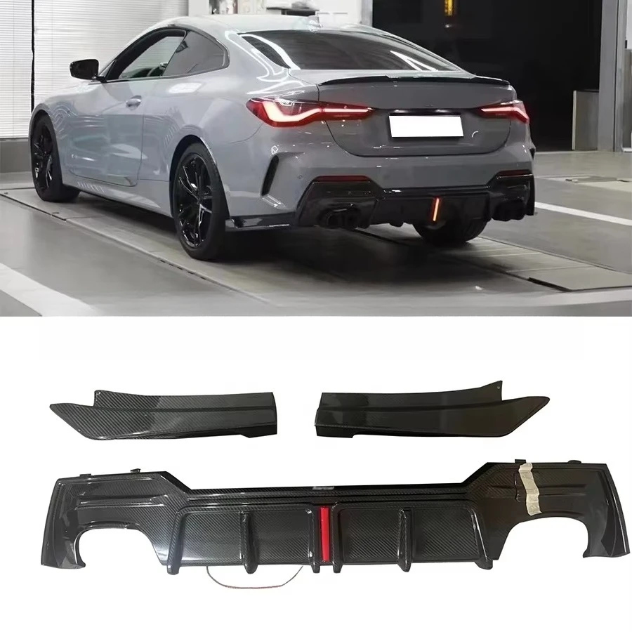 

Carbon Fiber Rear Diffuser With Lights for 5 Series M5 G30 G38 2017- 2021 KB Style Car Rear Bumper Lip Diffuser Splitters