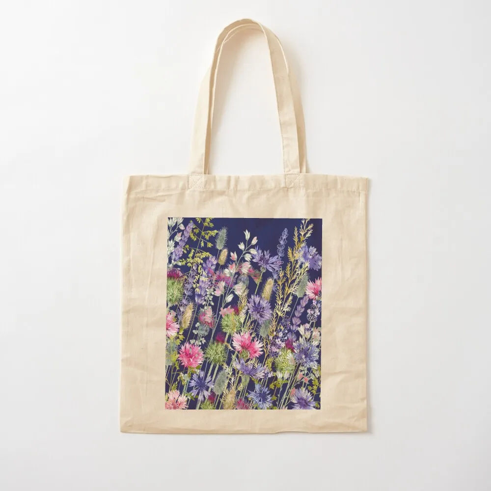 Flower Meadow - Cornflowers, Thistles & Lavender Tote Bag Fabric bag Eco bag canvas shopping