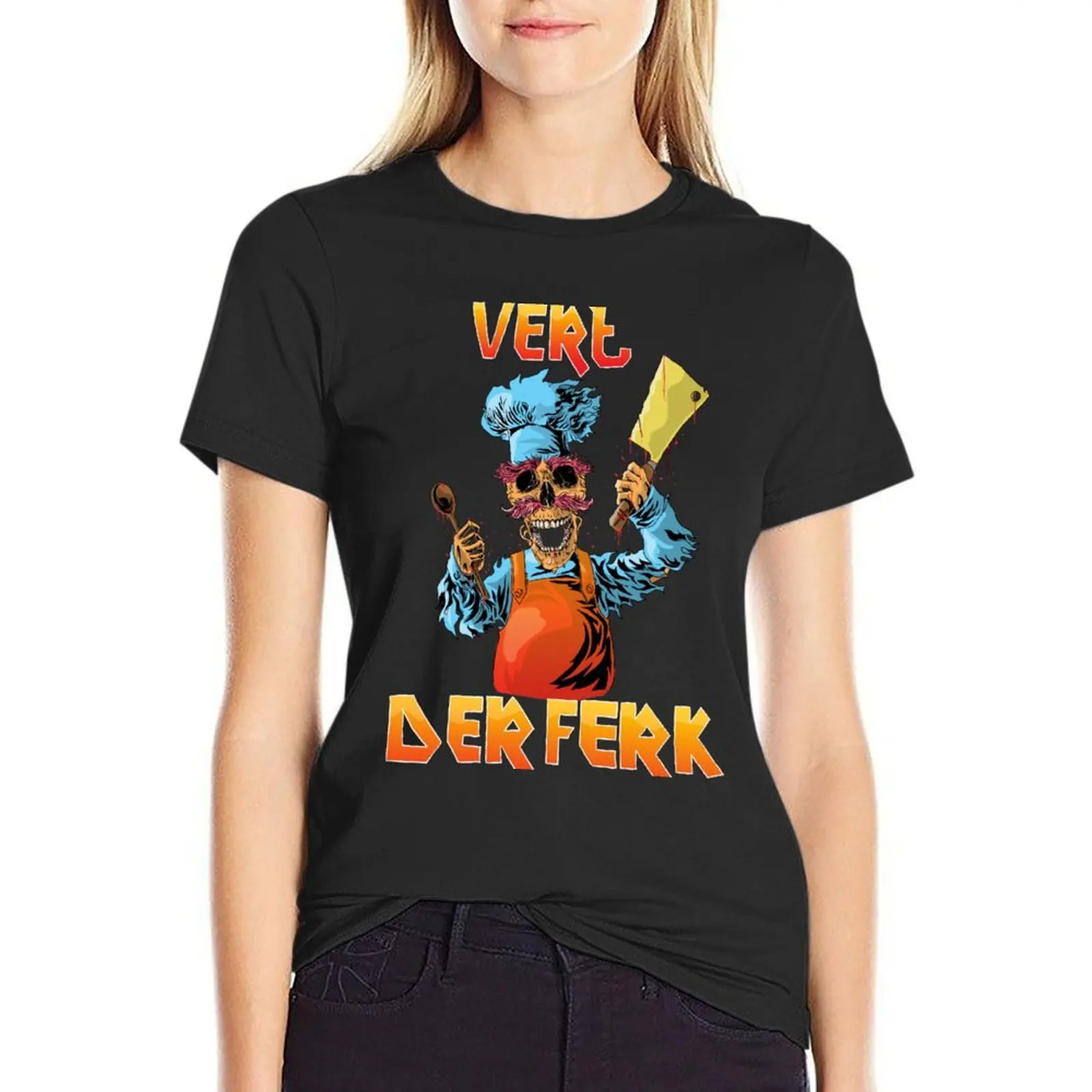 vert der ferk death metal copy T-Shirt plain summer tops tops Women