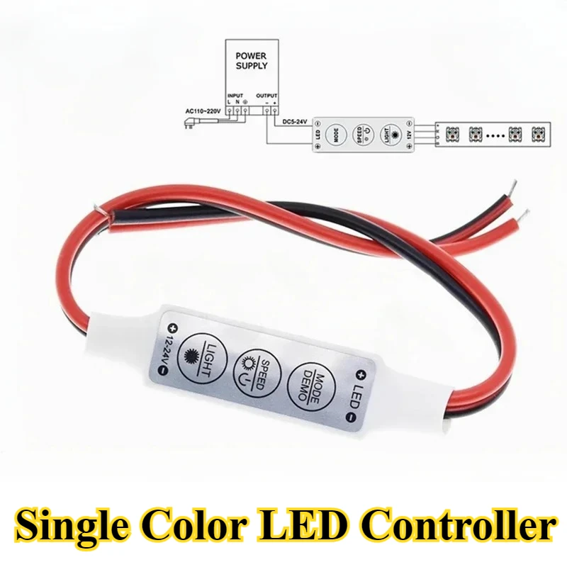 2/5/10/30Pcs/lot 12V-24V Mini 3 Keys Single Color LED Controller Brightness Dimmer for Led 3528 5050 Strip Light
