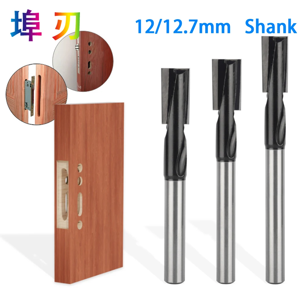 

1PC 12mm 12.7mm Shank Lengthened Cleaning Bottom Keyhole Router Bit Diameter 16,18,20mm Engraving Machine Woodworking