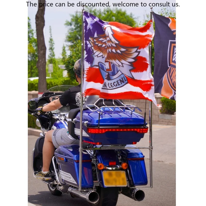 

HD Touring Electra Glide Wind-Resistant Flag Mounting Kit New Flagpole For Road Glide Custom Motorcycles Double Side Flagpoles
