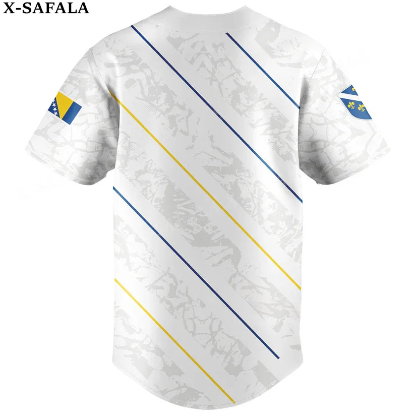 Bosnia Love Country Flag Coat Of Arms Bosnia 3D Printed Baseball Jersey Shirt Men's Tops Tee Oversized Streetwear Jersey-1