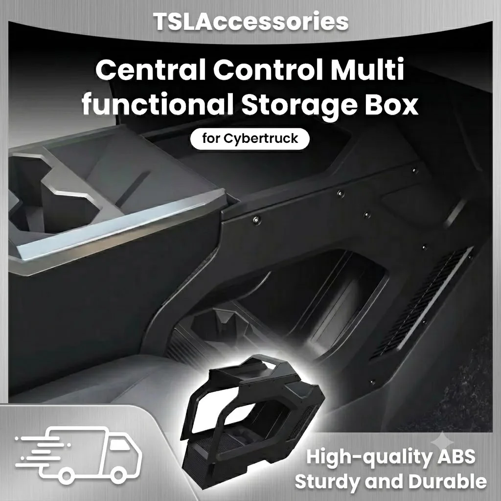 for Tesla Cybertruck 2024+ Lower Center Console Storage Box Premium Eco-Friendly ABS Aisle Organizer Tray Expansion Kit