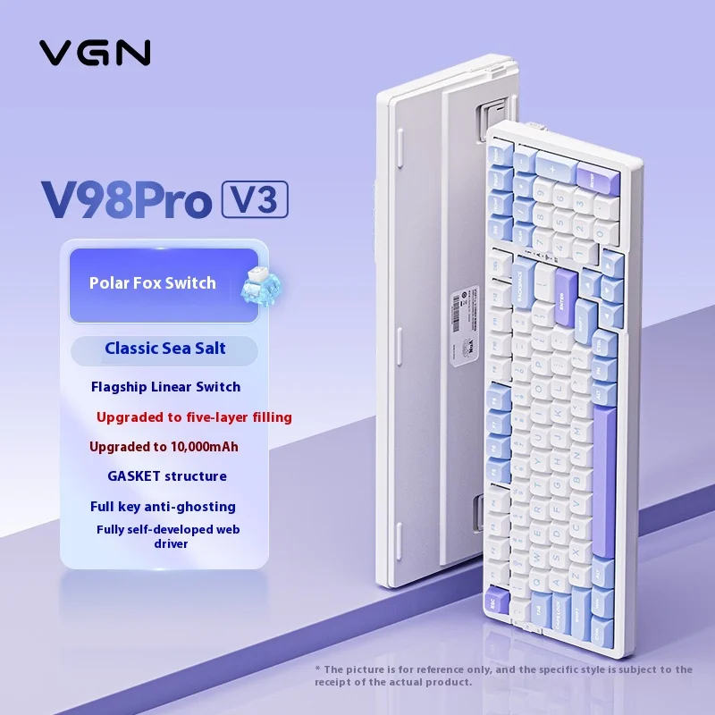 Vgn V98prov3 Polar Fox ثلاثة أوضاع مبادلة ساخنة لاسلكية قابلة للتخصيص لوحة مفاتيح ميكانيكية للألعاب معدات مكتبية للكمبيوتر الطرفية