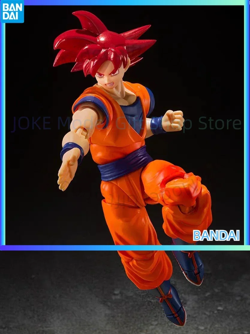 

100% Original Bandai Shf Dragon Ball Super Saiyan God Red Hair Sun Wukong Can Use The Figure Model