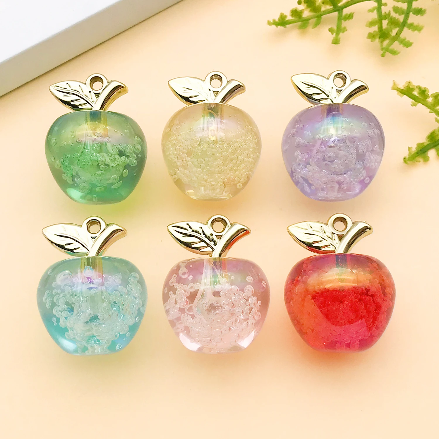 2/6pcs 32x25mm Acrylic Creative Apple Charms Pendants Diy Accessories Craft For Necklace Earrings Keychain Jewelry Making