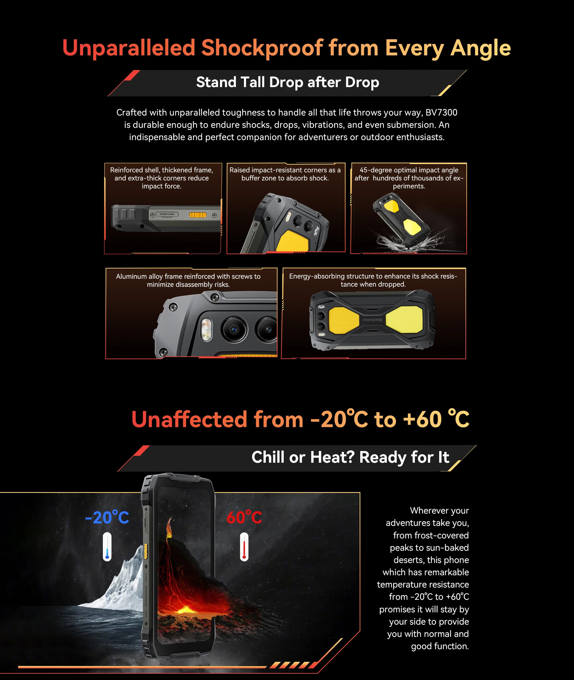 Blackview BV7300 Rugged Phone, 6GB+256GB, Android 14 Gaming Phone,15000mAh+45W Rugged Smartphone, 50MP+30MP Camera NFC/Dual SIM