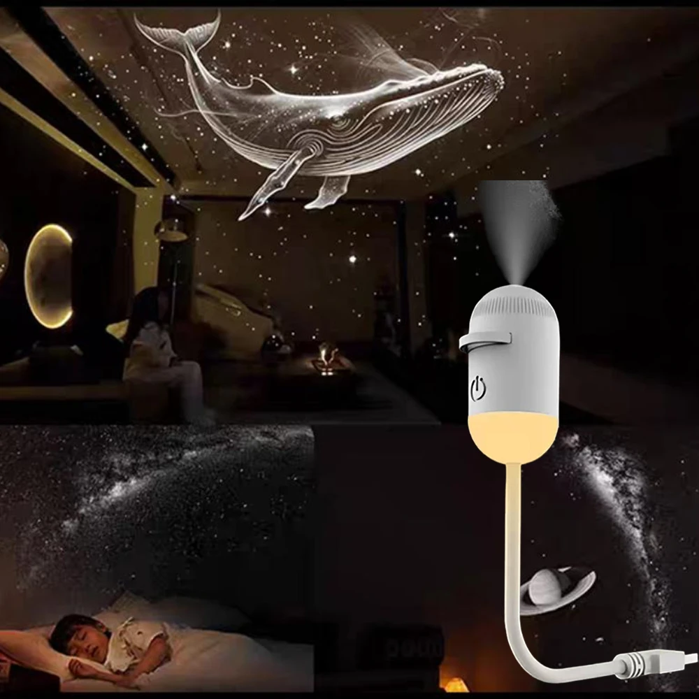 2-in-1 LED Galaxy Star Projector Night Light 360° Rotation USB Starry Sky Ambient Lamp Sleep Mood Light Home Bedroom Party Decor