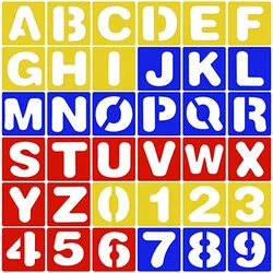 26pcs English Letters Stencils Template+10pcs Hollow Number Templates Ruler DIY Painting Child Album Paper Drawing Learning Tool