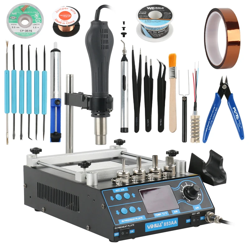 YIHUA 853AAA /853AA Preheating Station Soldering Station BGA Rework Station Soldering Iron Heat Gun Welding Station For Lab