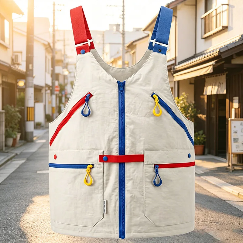 Chest Bag Sling Bag Men Color-matching Crossbody Bag Multiple Pockets Large Capacity Variable Backpack Camping Jacket