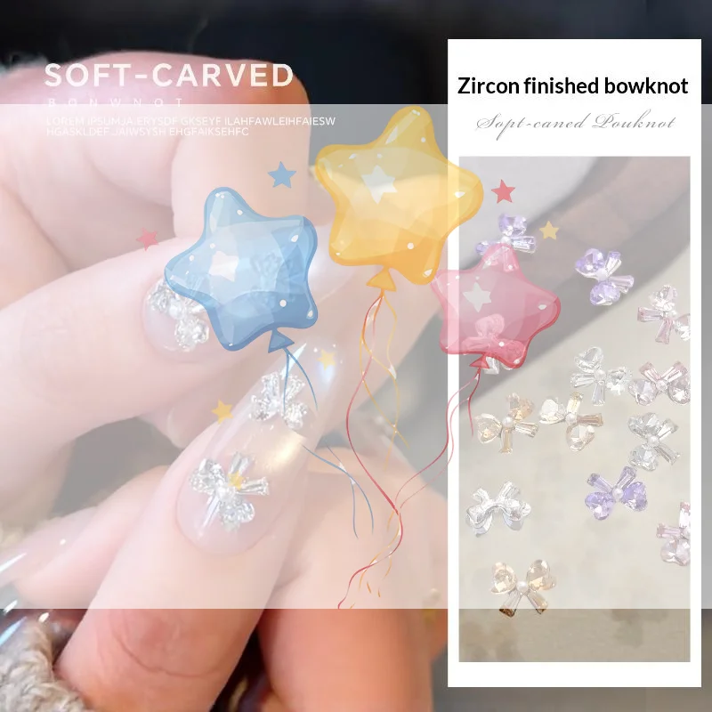 1Pcs Zircon Bowknot Nail Charms 3D Crystal Nail Art Ornament Multi Color Shiny Nail Decoration For DIY Manicure Design