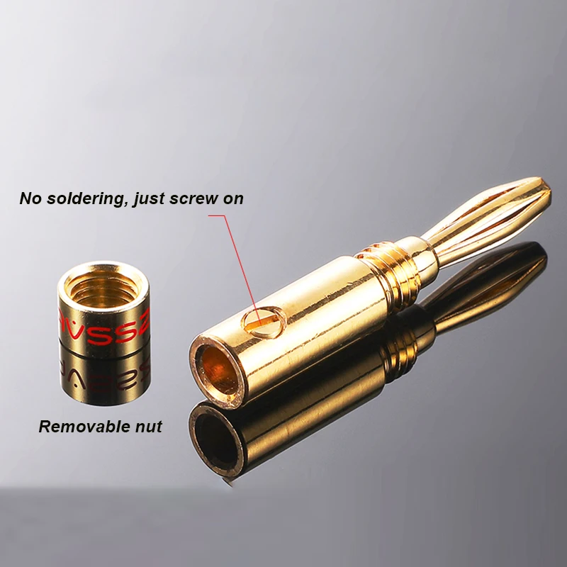 1 PCS Pure Copper Gold-plated Rhodium-plated Y-terminal Speaker Cable Connection Solder-free Screw Fixing U-shaped Banana Plug