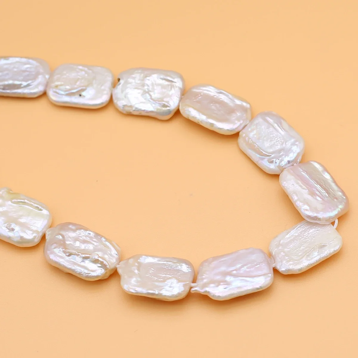 

High Quality Natural Freshwater Baroque Rectangular White Pearls Beads Jewelry Making DIY Necklace Earring Bracelet Accessories