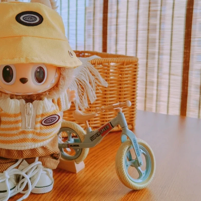 

For 17cm Labubu 3.0 V1 V2 V3 Doll Trendy Creative Splicing Bicycle Keychain Funny 3D Mountain Bike Model Keyring for Bag Pendant