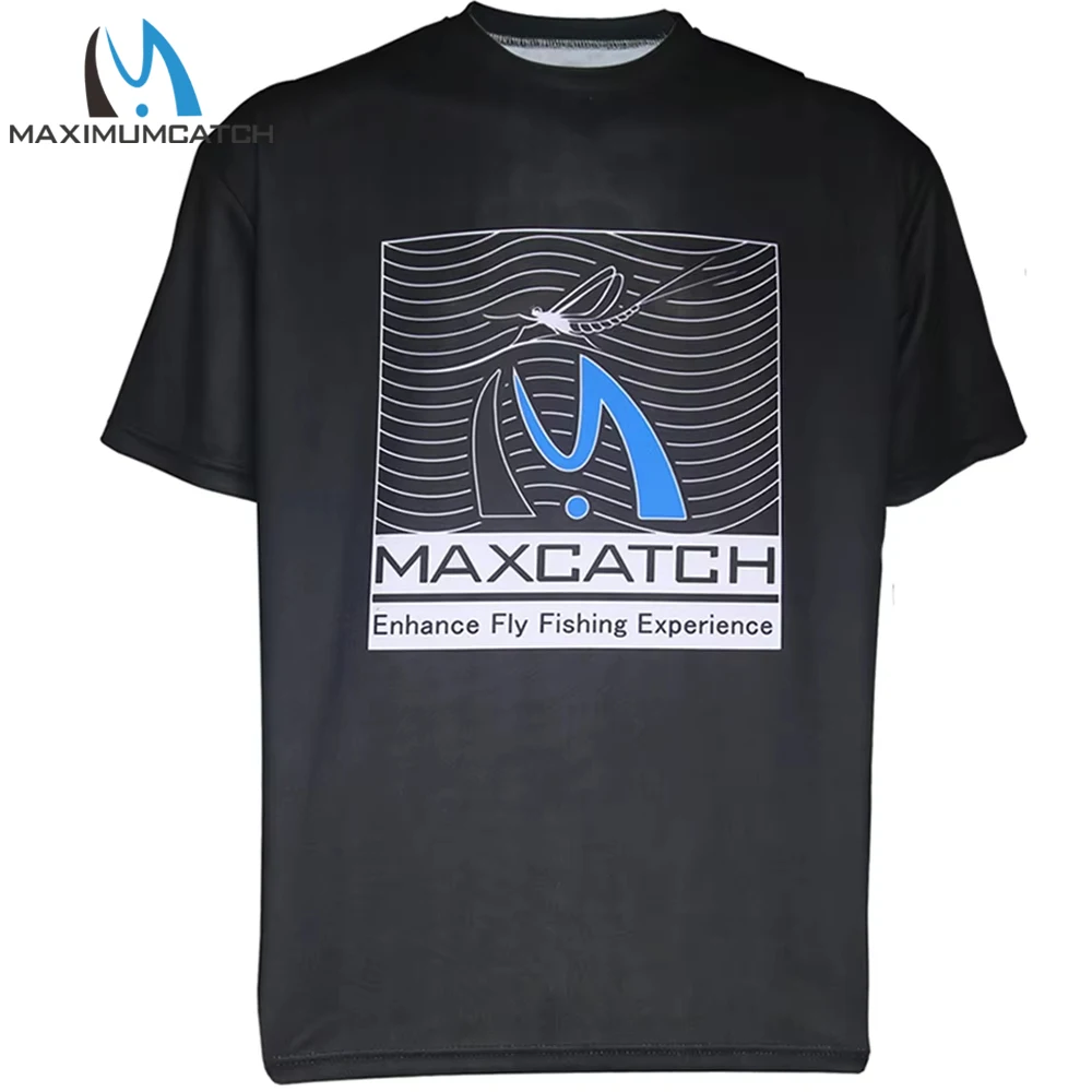 Maximumcatch 100% Cotton Fly Fishing T-Shirt Men Outdoor Casual Short Sleeve Tee Black Size M L XL Breathable Hiking Hunting