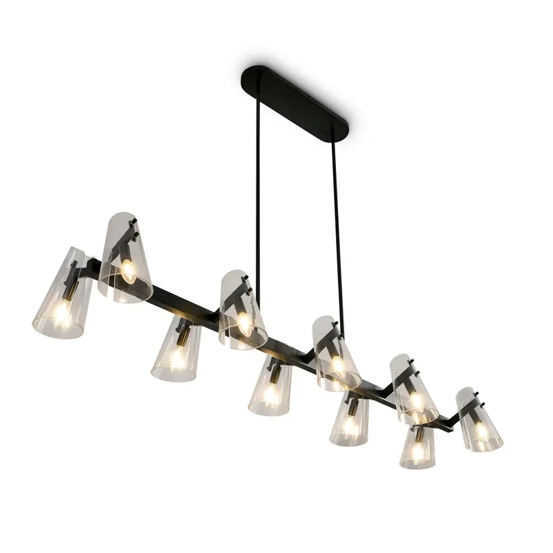 Nordic Minimalist Living Room Hanging Lamp Ceiling Chandelier Vintage Kitchen Island Brass Design Linear Led Glass Pendant