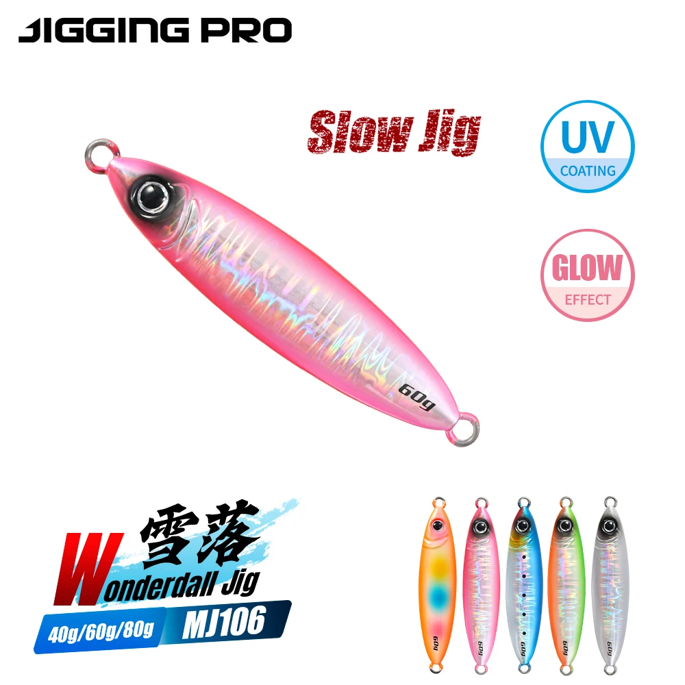 JIGGING PRO 40g 60g 80g Powolna przynęta jigowa Shore Jigging Lure Przynęta morska Glow Powolna przynęta wędkarska