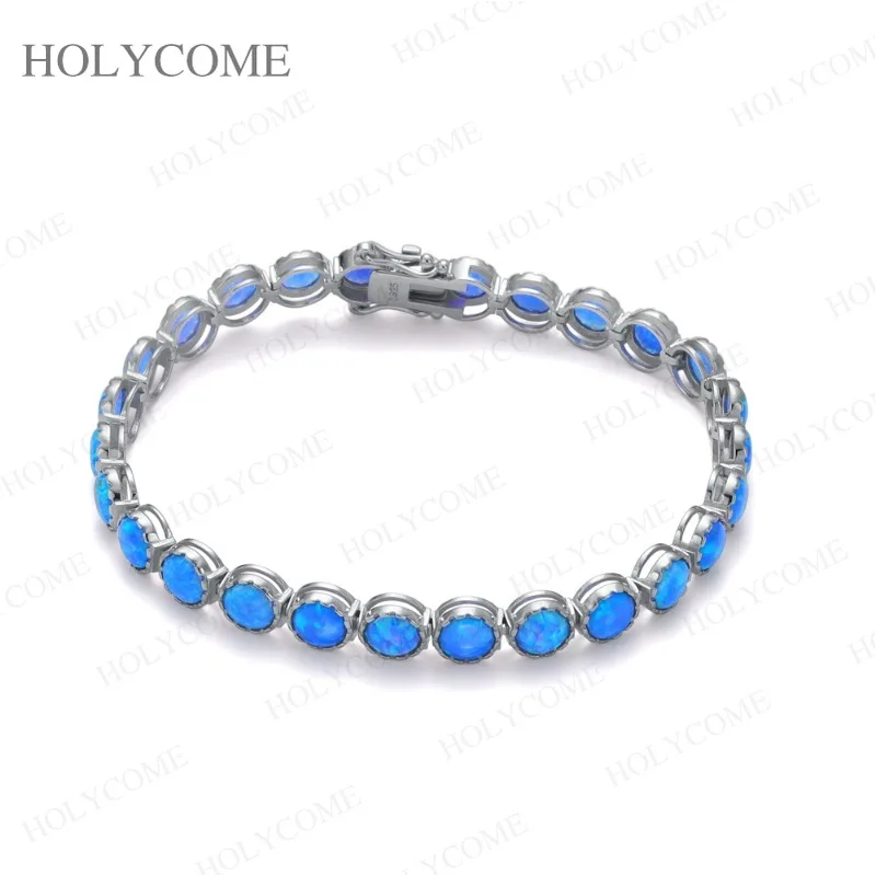 

925 Sterling Sliver Opal Tennis Bracelet D Color Blue VVS1 Party Jewelry Plated 18K White Gold Fashion Bracelets For Women Men