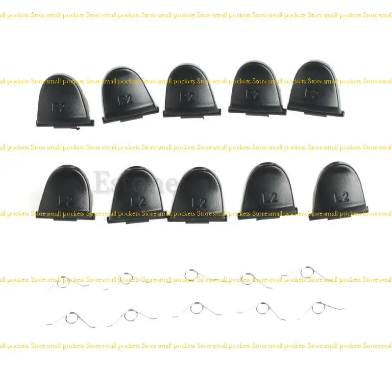 R1WD 10 Pieces L2 Replacement Trigger Buttons + Springs for Controller Black