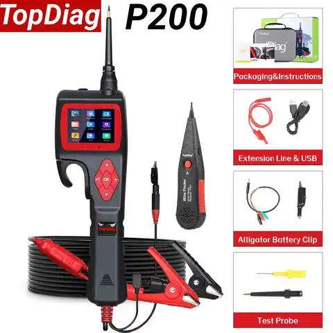 Newest Topdiag P200 Power Circuit Probe Kit Test Circuit Breaker Finder Tool Relay Tester Multi-meter Oscilloscope Fuel Injector