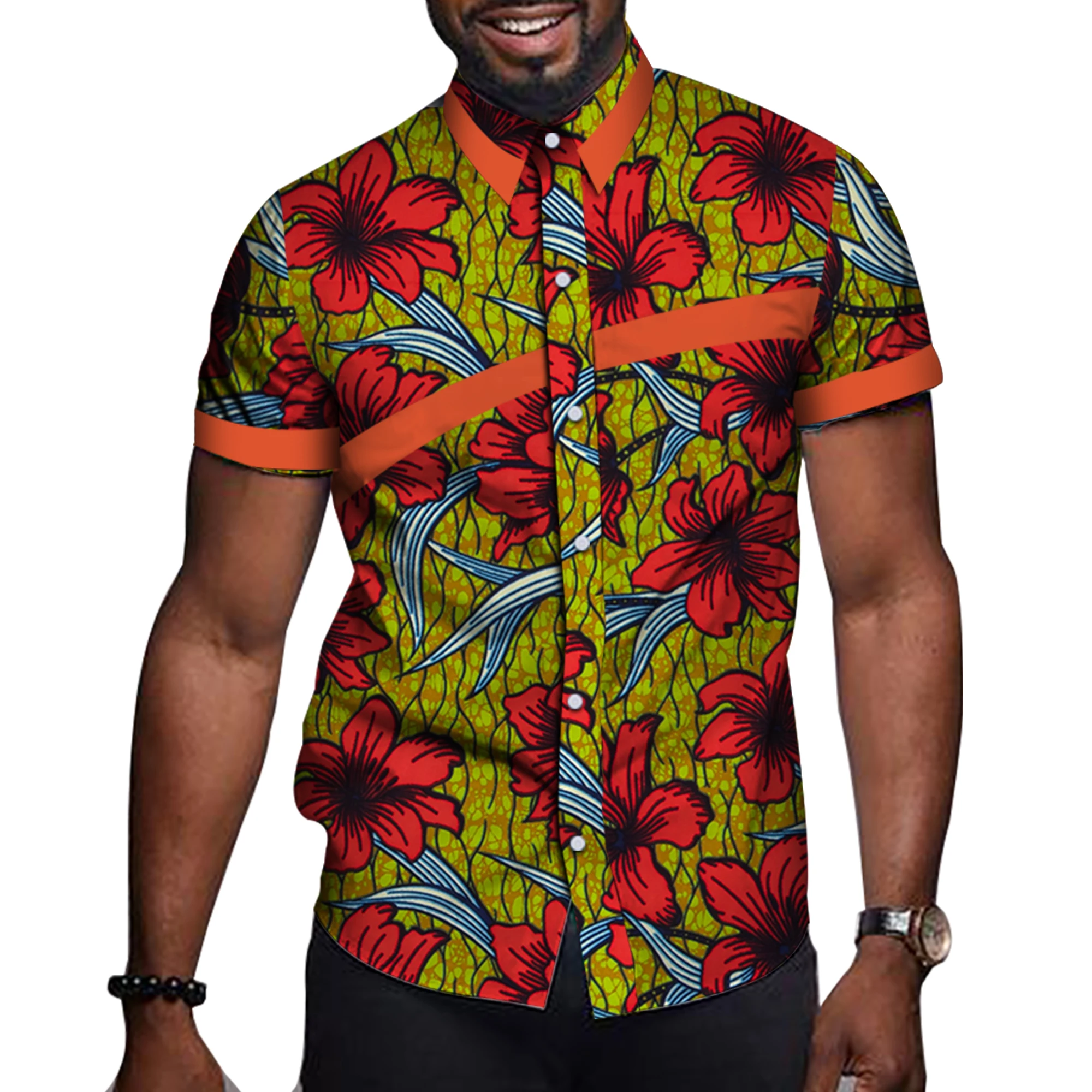 Roupas africanas masculinas com estampa Bazin Riche, tops de festa casual, camisetas de manga curta, camisa dashiki, roupas de ankara, verão, WYN714