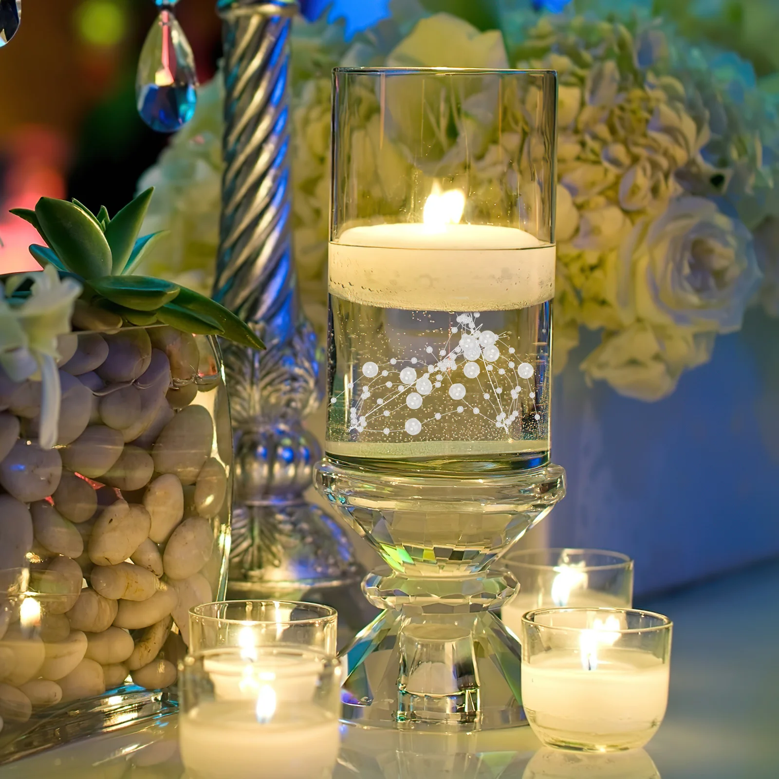 1 لفة من سلسلة إكليل اللؤلؤ الاصطناعي لتزيين المزهرية وحفلات الزفاف وحشو المزهرية العائمة DIY الحرف اليدوية #6