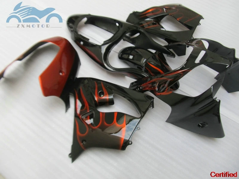

Full set fairing kits for Kawasaki Ninja ZX9R 00 01 motorcycle fairings kit 2000 2001 ZX 9R orange flame ABS Plastic parts