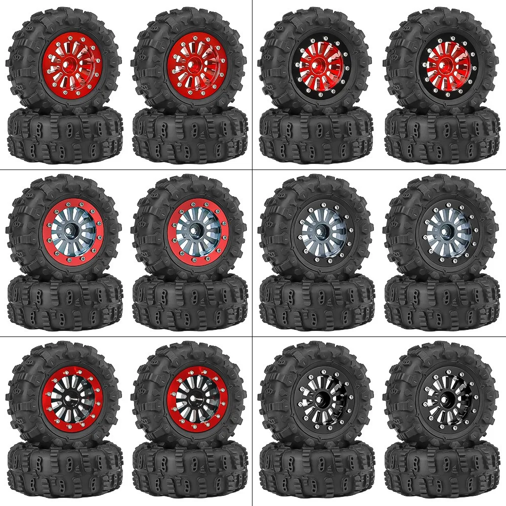

1.3" Metal Beadlock Wheels 65mm Butyl Tires 7mm Hex for TRX4M/SCX24 1/18-1/24 Crawler Upgrade Set of 4