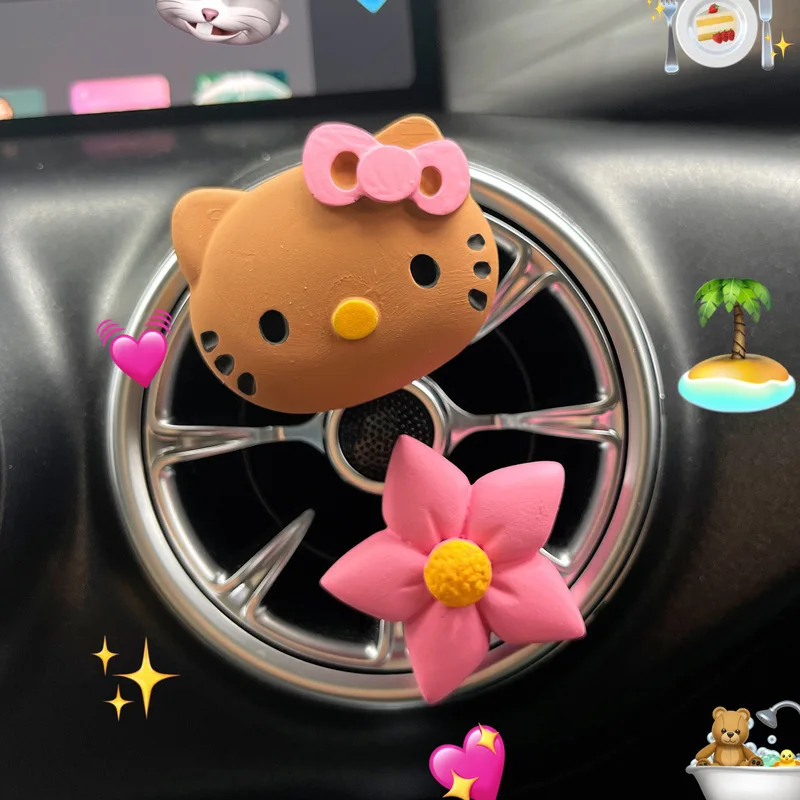 

Sanrio Car Air Conditioner Mouth Diffuser Decoration Cartoon Hello Kitty Air Outlet Car Interior Decoration Gift Car Accessories