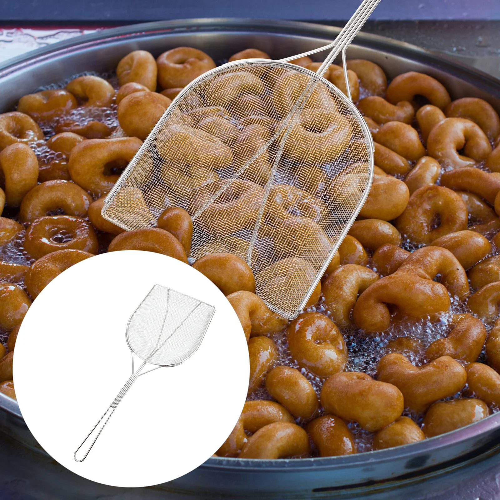 

Outdoor Camping Oil Residue Scoop Fine Mesh Stainless Steel Skimmer Strainer Spoon for Frying Kitchen Cookware