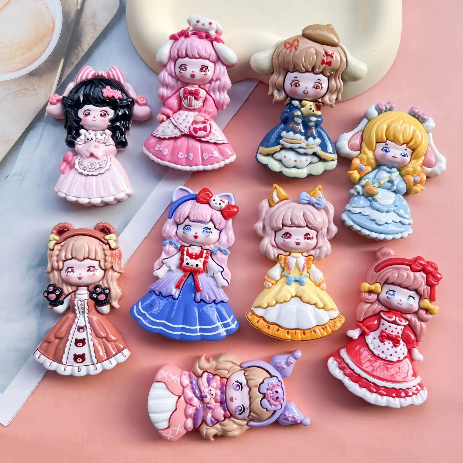 2pcs Large Cartoon Ball Princess Dress cartoon resin flatback cabochon diy crafts materials kid handmade jewelry charms image 2