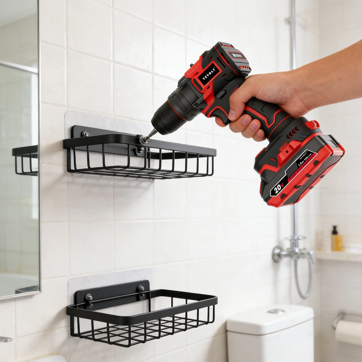 

YEVOLT 20V Cordless Brushless Impact Drill Driver 50Nm Torque 2-Speed 1500/2000mAh Battery Rubber Handle LED Light 2 Styles