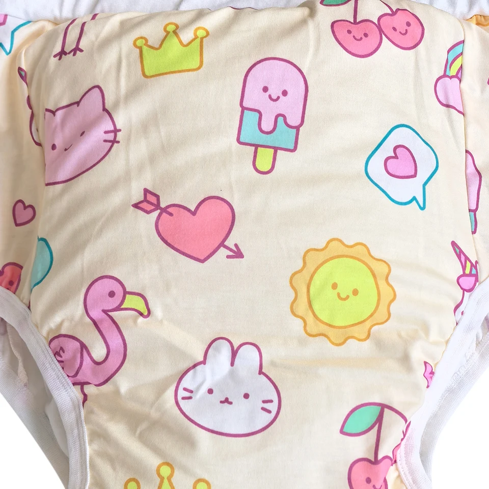 Cartoon Polyester Cotton Underwear Cloth Panties Reusable Waterproof Trainning Pants Diaper For Adult Baby Girl, Boy ABDL