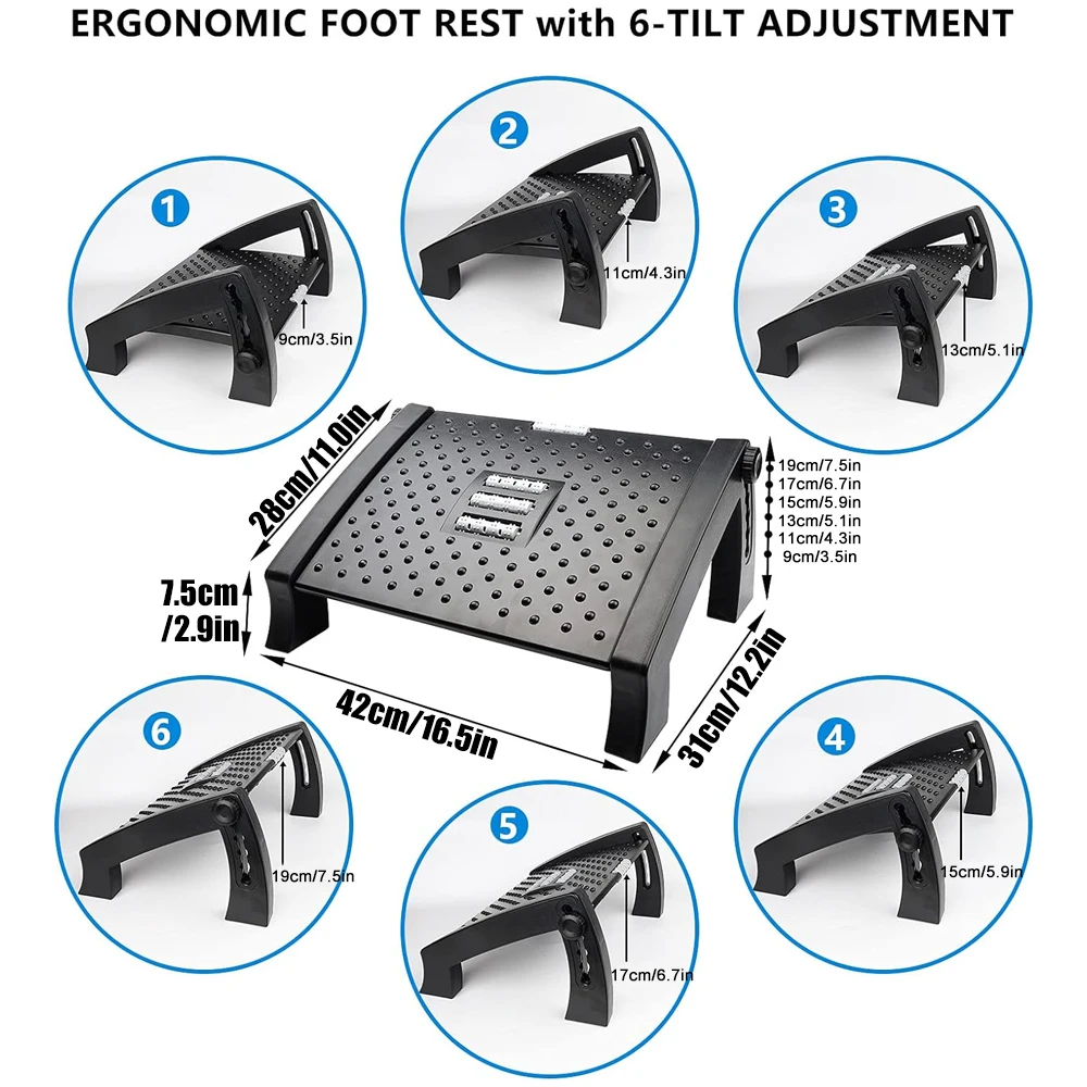 1PC BOTQTOW Foot Rest Under Desk for Office Use, Height Adjustable Foot Rest with Massage Surface, Ergonomic Foot Stool for Desk